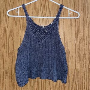 Navy Blue Knit Crop Top